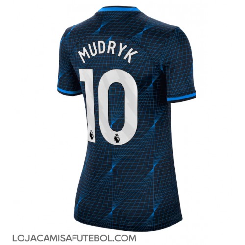 Camisa de Futebol Chelsea Mykhailo Mudryk #10 Equipamento Secundário Mulheres 2023-24 Manga Curta